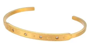 Boutique NEW Women's‎ 18k Gold-Plated 316L Simulated Diamond Cuff Bracelet Adjustable thumbnail 1