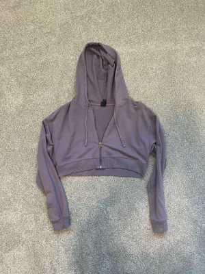 Cropped zip up sweatshirt purple thumbnail 2