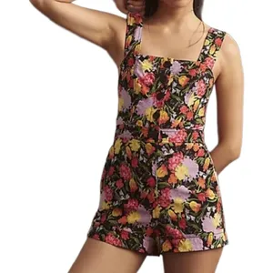 Anthropologie Yukiko Noritake Maeve Portside Button Colorful Floral Romper 8 thumbnail 1