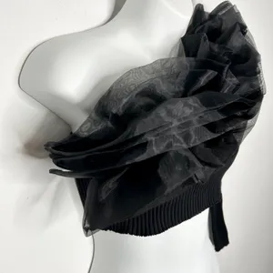 ZARA Crop Top Womens Size Medium Organza Party Glam Hollywood Avant Garde Bold thumbnail 6
