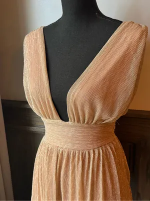 SuperDown Plunging V-Neck Sparkle Mini Dress in Rose Metallic xs nwt thumbnail 5