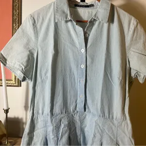 Lauren Ralph Lauren Denim Button Up Dress Light Blue 100% Cotton $139‎ Size 14 thumbnail 2