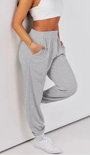 Yovela Women's Size Medium Sweatpants Light Heather Gray Jogger Baggy High-Rise thumbnail 1