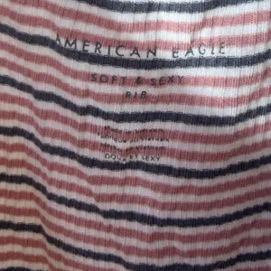 American Eagle Soft &‎ Sexy Striped Ribbed Lettuce Edge Tank Top Pink Navy White thumbnail 3