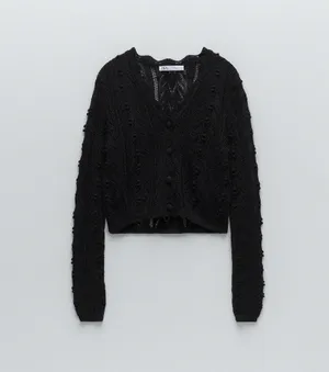ZARA Black Knit Cardigan Top Jacket thumbnail 7