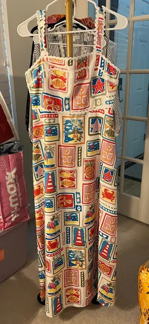 Commense Multicolor Nautical Print Maxi Dress Red Size M thumbnail 1