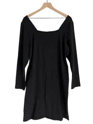 NWT Foxy Square Neck Long Sleeve Bodycon Mini Dress Black Size 2X thumbnail 5