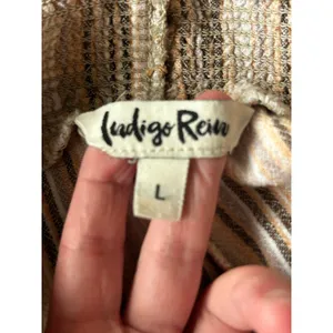 Indigo Rein Linen blend striped pants Large boho Beachy thumbnail 4