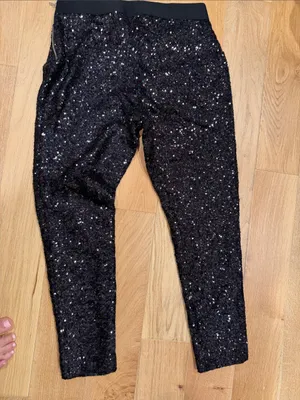 GAP‎ Black Sequin Ankle Pants side zip medium thumbnail 2