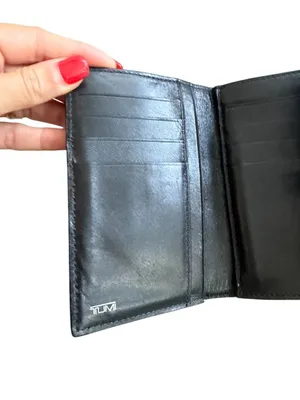 TUMI Black Leather Silver Hardware Clutch Wallet thumbnail 4