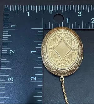 Vintage Signed 1928 Scroll Chain Link Gold-tone Locket Pendant 30” Necklace thumbnail 12