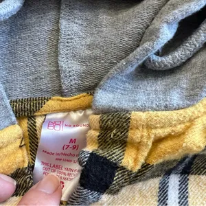 No Boundaries Yellow Plaid Flannel Hoodie Shirt M (7–9) thumbnail 3