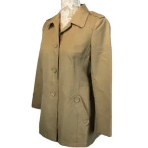 Ann Taylor Classic Short Trench Khaki Coat Epaulets, pleated back size 10 petite thumbnail 7