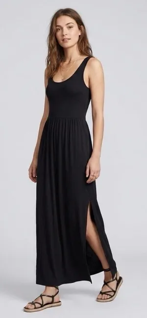J.Crew Maxi Dress Black Small Sleeveless Tank thumbnail 1