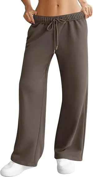 NWT ~ Women's Brown Front & Back Pocket Open Leg Activewear Sweatpants ~ XL thumbnail 1