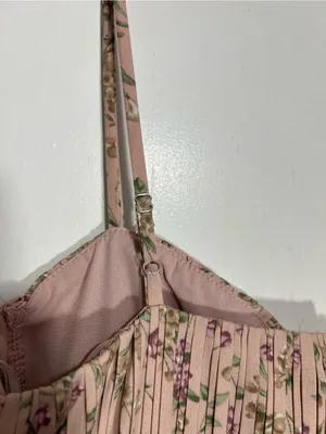 Lulus Cascading Crush Pink Floral Print Tiered Bustier Midi Dress size M thumbnail 9