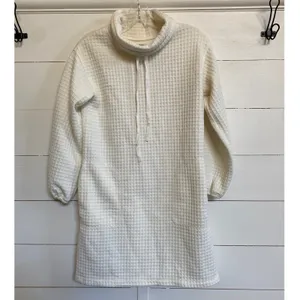 Max‎ Studio Women's Waffle Knit Cowl Neck Casual Dress Ivory XS - New thumbnail 4