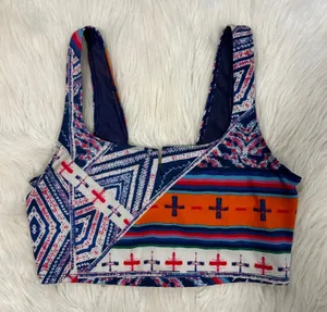 FP Movement Women Blue Multi Geometric Southwestern Sports Bra Crop Top Size M thumbnail 1