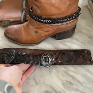 Freebird Breck Brown Leather Metal Star Braided Strap Western Cowboy Boot thumbnail 5