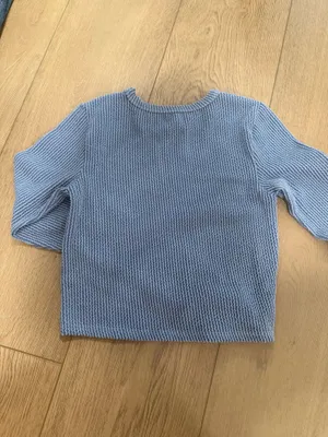 Dry Goods Fitted ribbed dark blue crop long sleeve thumbnail 2