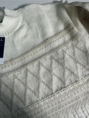 Stitch Fix Lety & Me Cream Textured Knit Crewneck Sweater NWT Size S thumbnail 6