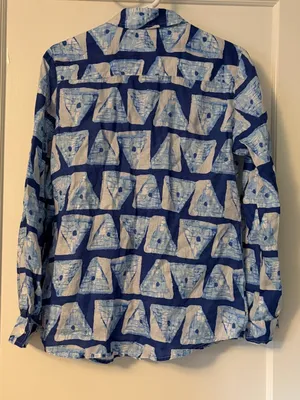 J. McLaughlin sailboat print linen blouse size XS nautical preppy beach summer thumbnail 2