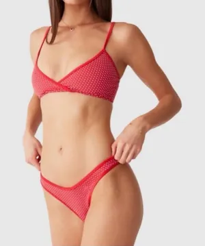NWT Frankie’s Bikinis Catalina Dove Bottom Bikini Bottoms Polka Dot Red- Size XL thumbnail 1