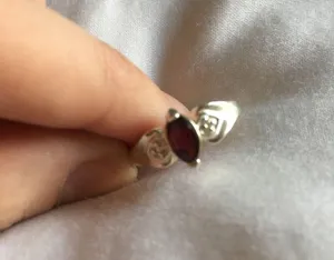 Deep Red Stone and Sterling Silver Ring size 7 thumbnail 2