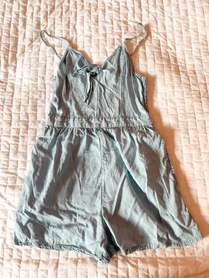 Aerie Light Blue Chambray Knot Front Romper Size Small thumbnail 1