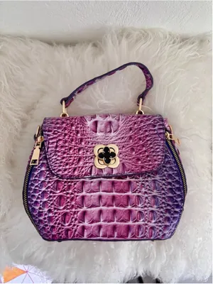 Women's Unbranded Purple Pink Faux Croc Embossed Crossbody Clutch Bag One Size thumbnail 2