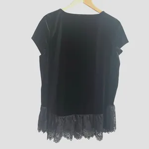 Adrianna Papell Women Gothic Dark Romantic Velvet Lace Top L Black‎ AD1S300230 M thumbnail 2