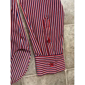 Cabi 5335 Red White Blue Striped Split V-Neck Blouse Womens‎ Small Long Sleeve thumbnail 5