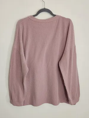 Kirundo Dusty Pink Ribbed Knit Oversized V-Neck Top Size XL thumbnail 3