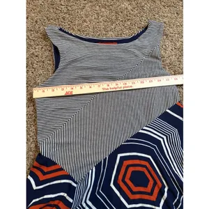 Maeve Anthropologie Cameron Striped Blue White Asymmetrical Swing Dress Size M thumbnail 6