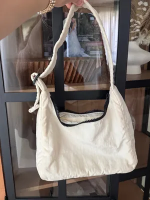 BAGGU Mini shoulder bag nylon ivory cream balck zipper adjustable thumbnail 7