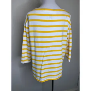 Nines by Hatch Yellow Boat Neck Stripe Top Sz Small thumbnail 2