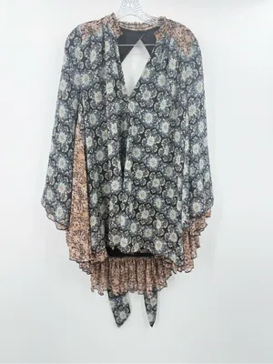 Free People Gabi Tunic Retro Bell Sleeves Ruffled Tiered Dress Size Medium thumbnail 4