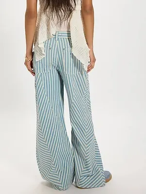 Free People Runyon Striped Pants in West Ridge Blue Patte NWT thumbnail 2