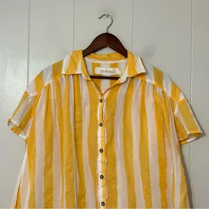 Free People We The Free Float Away Shirt Yellow White Stripe Button Down NWT XS thumbnail 5