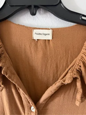 Ruffle-Collar Long Sleeve Button Poudre organic Camarine madame dress thumbnail 7
