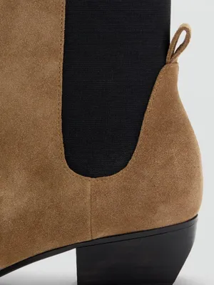 NEW MANGO $139 Square Toe Bootie 6 US / 36 EU, MEDIUM BROWN Leather Suede thumbnail 3