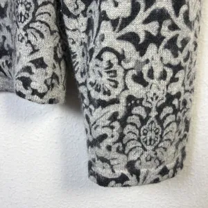 Charter Club 2 Ply 100% Cashmere Grey Floral Sweater xl quiet luxury designer thumbnail 4