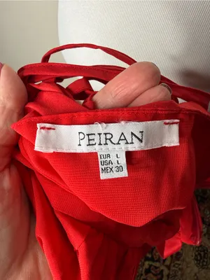 Peiran Red Cottagecore Corset Tie Front Midi Dress thumbnail 4
