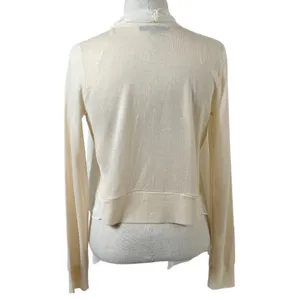 Antonio Melani Cardigan Sz S Wool Draped Chiffon‎ Open Front Cream Minimalist thumbnail 2