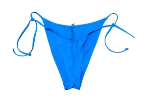 SKIMS Swim Side Tie Bikini Bottom Cyan Blue Medium Low Rise High Cut Leg M thumbnail 1
