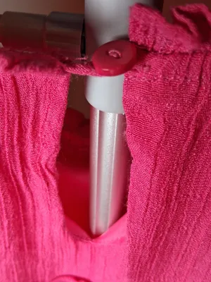 &merci Hot Pink Tiered Midi Dress w/ Short Sleeves Pockets Lined Women's Size L thumbnail 8