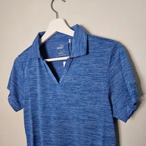 NWT Puma Shirt Golf Womens Icon Heather Polo Lapis Blue Short Sleeve Small Vneck thumbnail 3