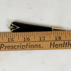 Monet Vintage Enamel Brooch Pin Black Gold Tone Art Deco Statement Jewelry thumbnail 4