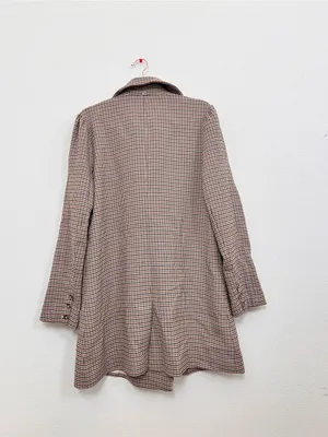 NWOT L'Academie Brown Houndstooth Coat Women's Small Button Front Tailored thumbnail 4