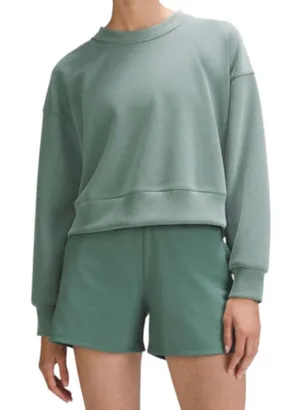 Lululemon Softstreme Perfectly Oversized Cropped Crew Medium Forest thumbnail 1